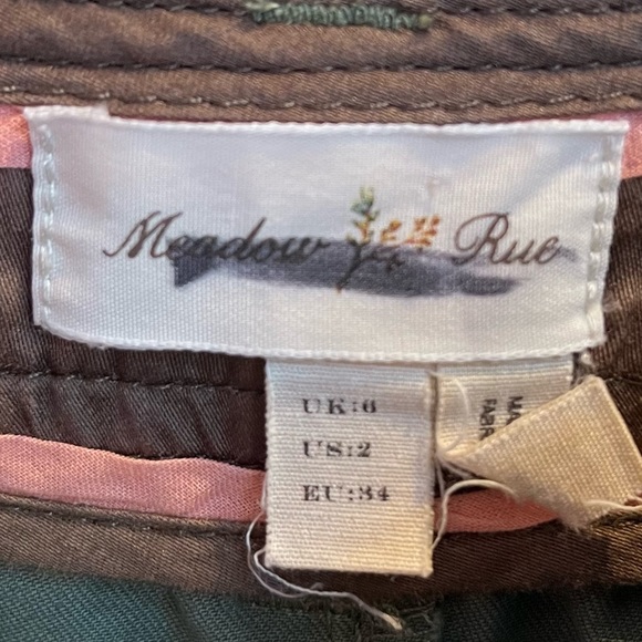 Anthropologie Meadow Rue size 2 Patchwork Skirt Olive Green/Brown - Picture 14 of 14